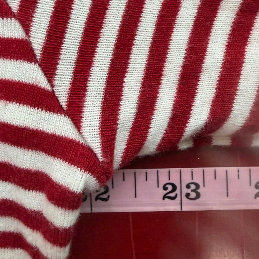 Burts Bees Organic Cotton Striped Union Suit Pajamas Womens Size XL Red White